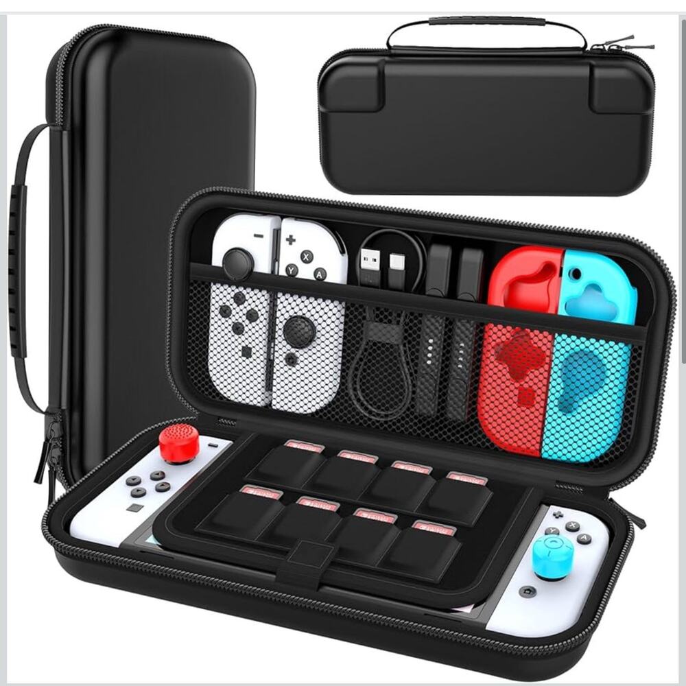 Black Carry Case Compatible w/ Nintendo Switch & Nintendo Switch OLED Model 2021